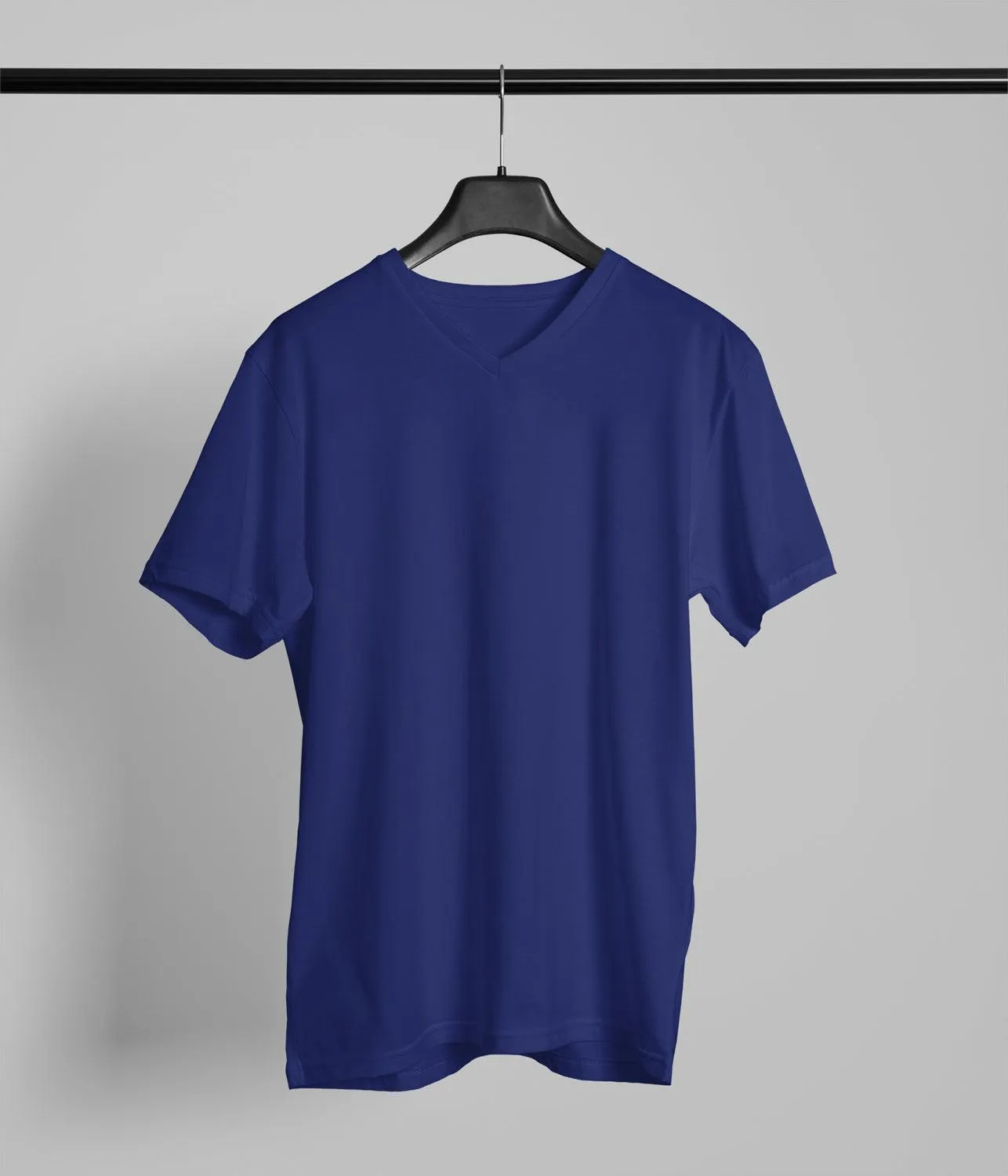 Navy Blue Cotton Unisex Ultra-Light V-Neck T-Shirt