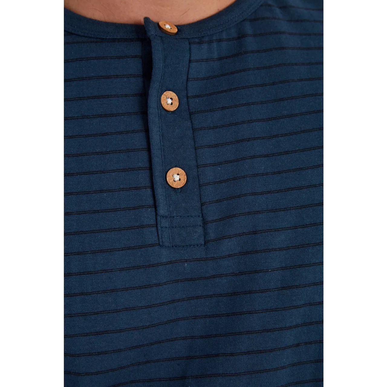 Navy Rafael Striped Henley Tee