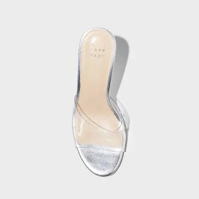 New - A New Day Women's Wedge High Slip On Heels Sandals Memory Foam Transparent Band