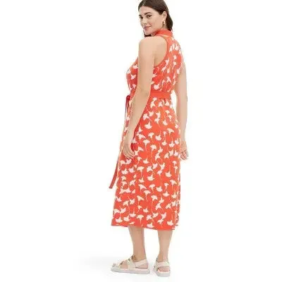 New - Diane von Furstenberg Women's Collared Sleeveless Midi Wrap Dress