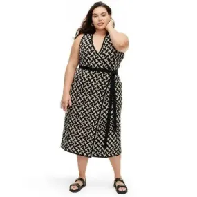 New - Diane von Furstenberg Women's Collared Sleeveless Midi Wrap Dress