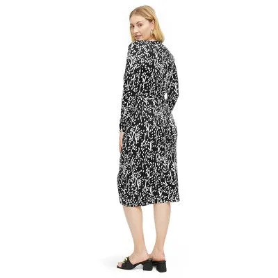 New - Diane von Furstenberg Women's Midi Wrap Dress Deep V-Neck Long Sleeve