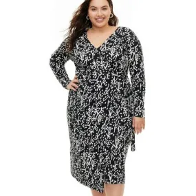 New - Diane von Furstenberg Women's Midi Wrap Dress Deep V-Neck Long Sleeve