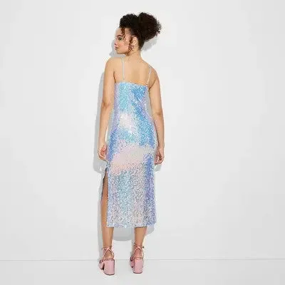 New - Women's Sequin Slip Midi Tank Dress - Wild Fable Light