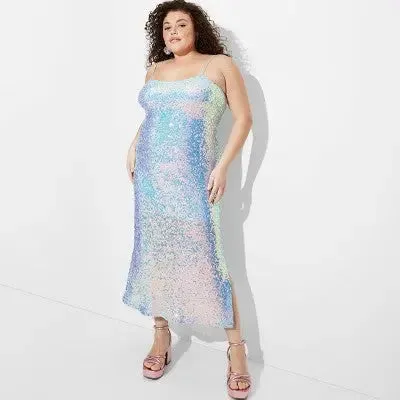 New - Women's Sequin Slip Midi Tank Dress - Wild Fable Light