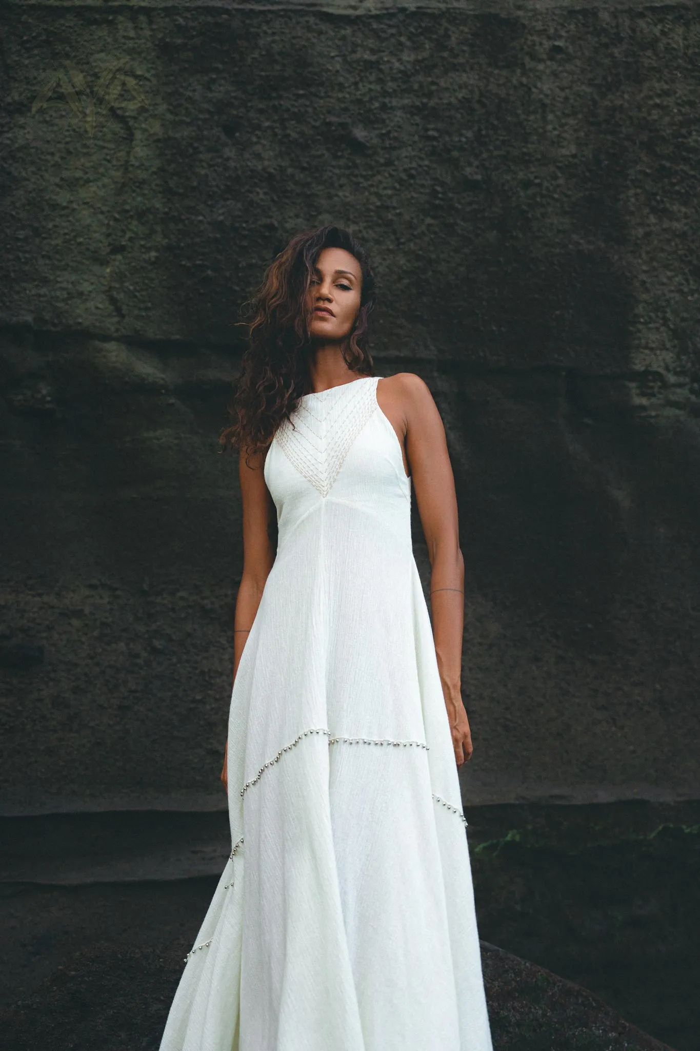 Off White Bhakti Dress • Bridal Hand Embroidered Dress • Organic Wedding Dress