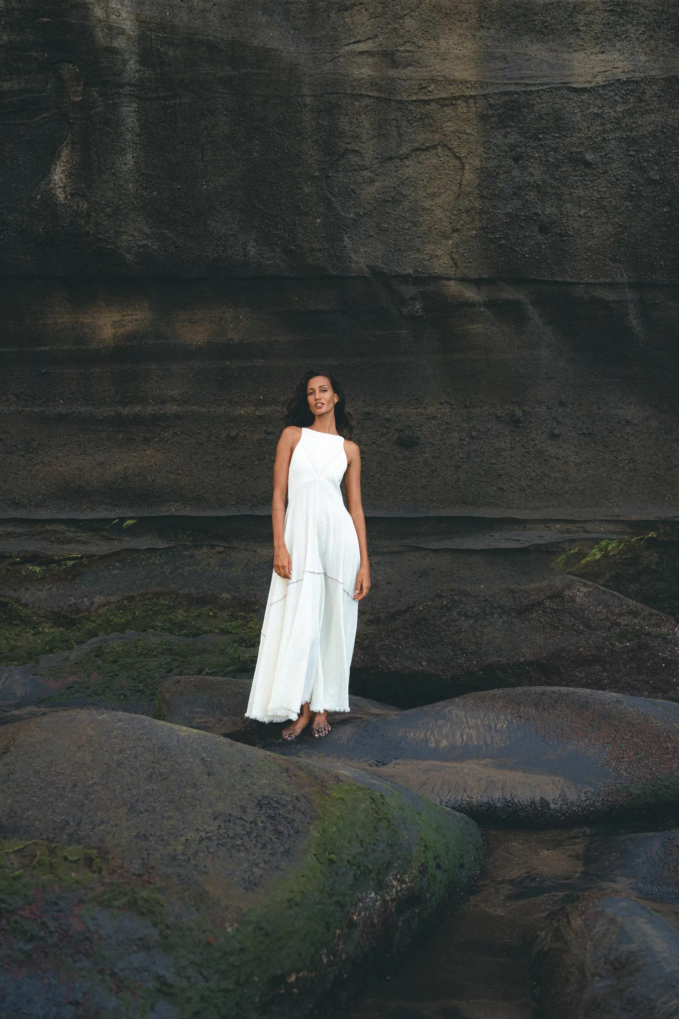 Off White Bhakti Dress • Bridal Hand Embroidered Dress • Organic Wedding Dress