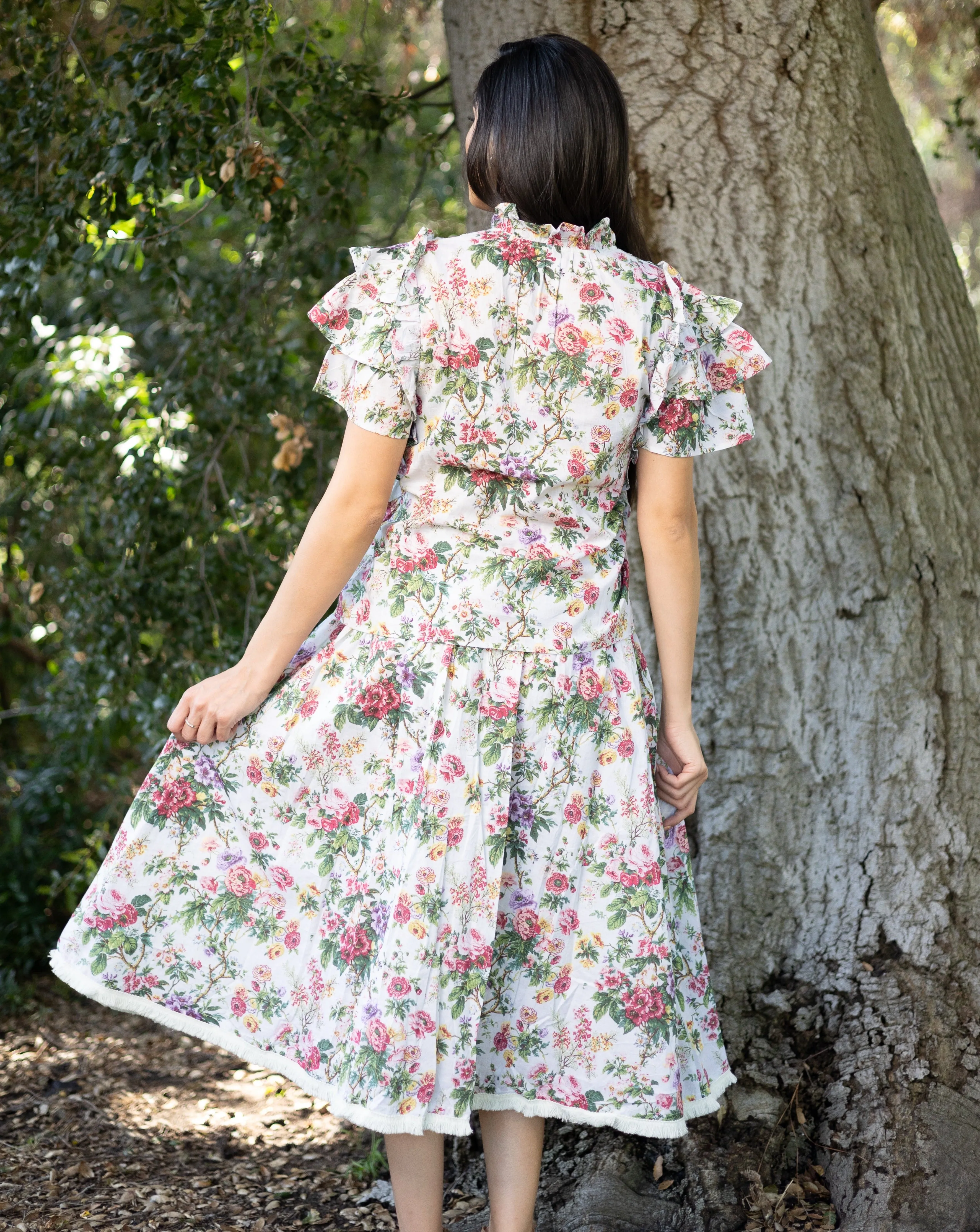 Olivia Vintage Floral Midi Skirt