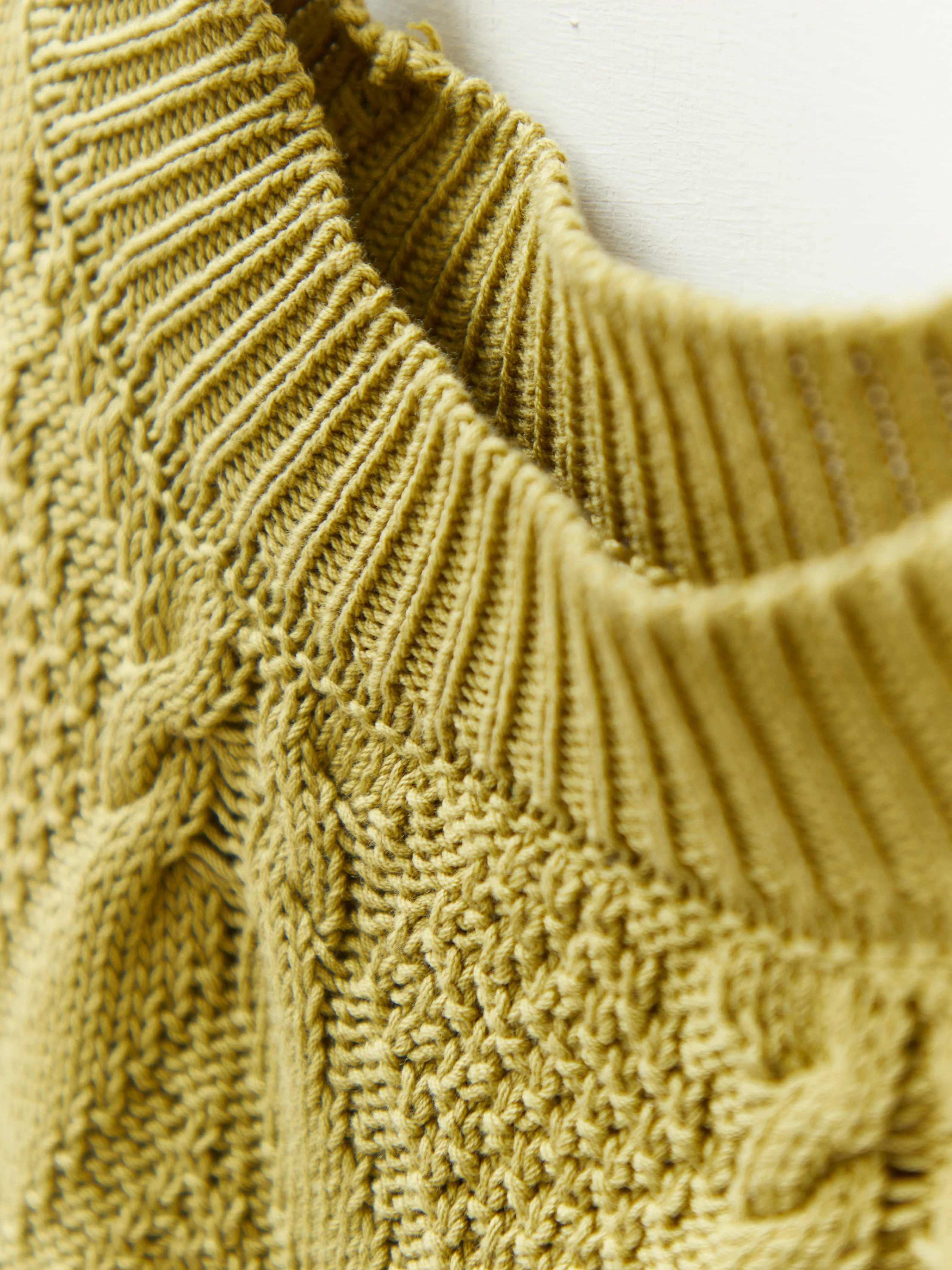 Organic Cotton Cable Sweater in Olive