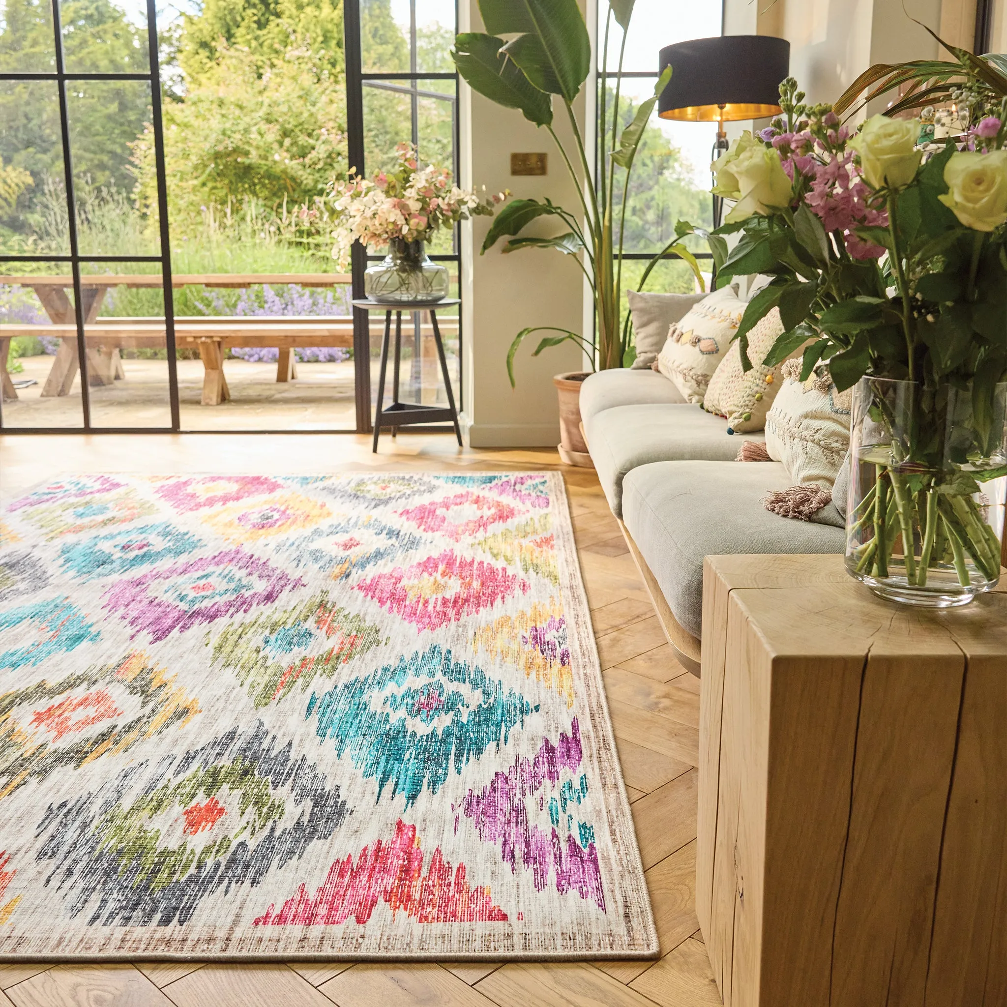 Painted Ikat Eco-Washable Rug