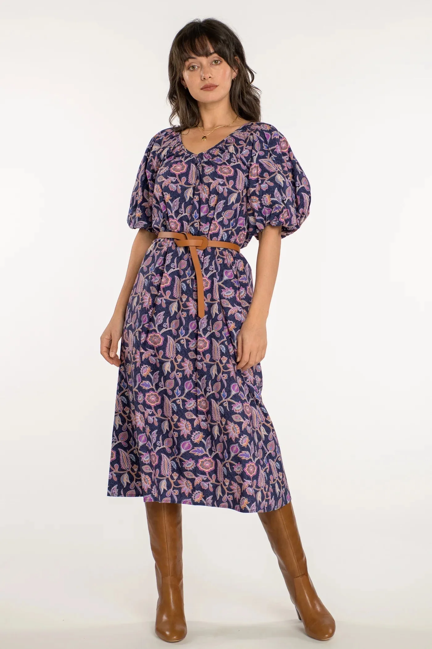 Penny Dress in Navy Cactus Flower