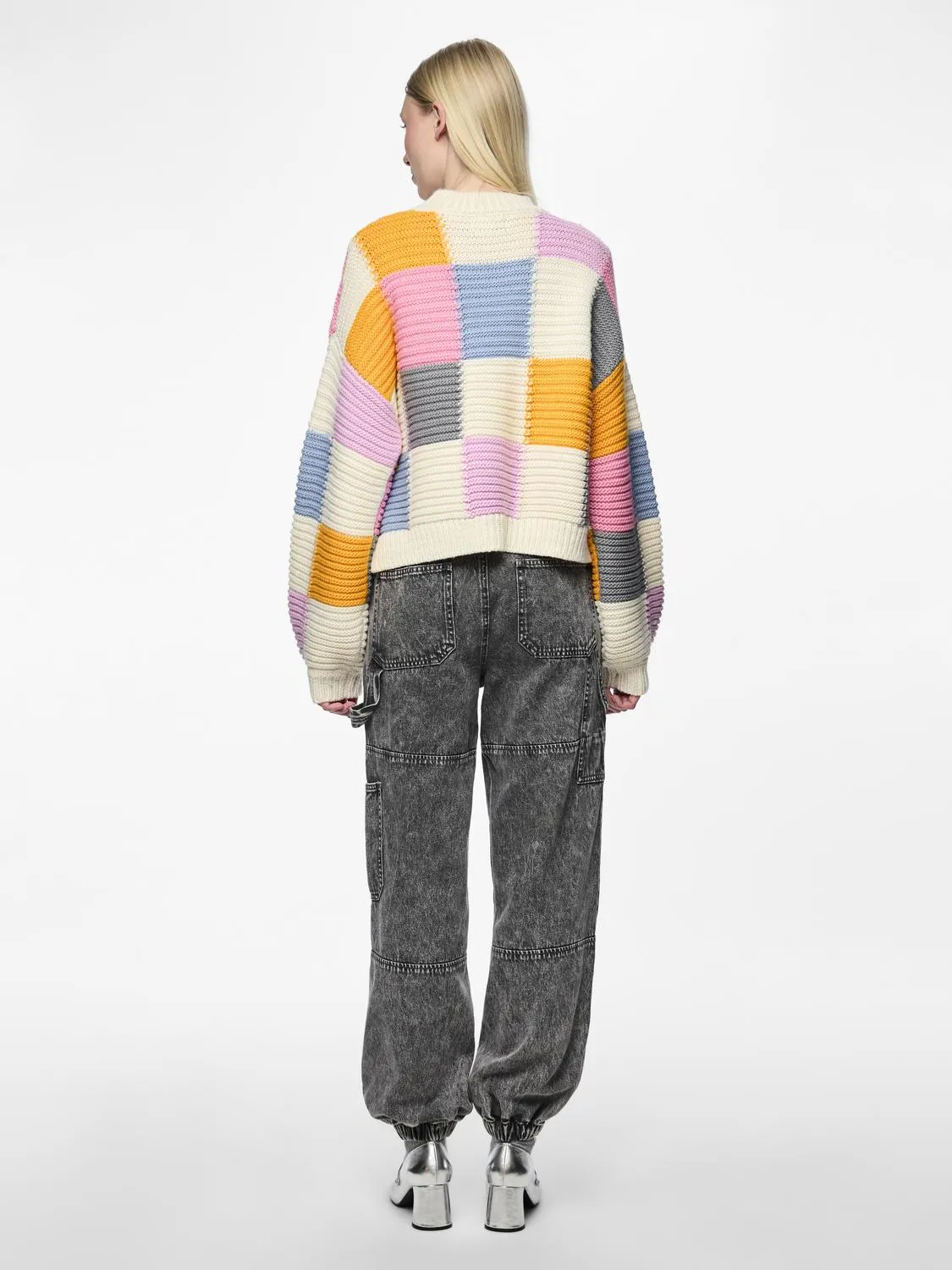 Pieces - Checkerboard Knit Jumper in Pastel