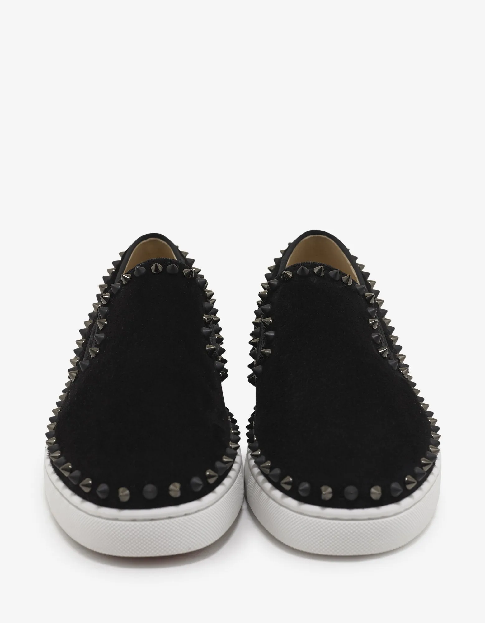 Pik Boat Flat Black Suede Mix Spikes Trainers -