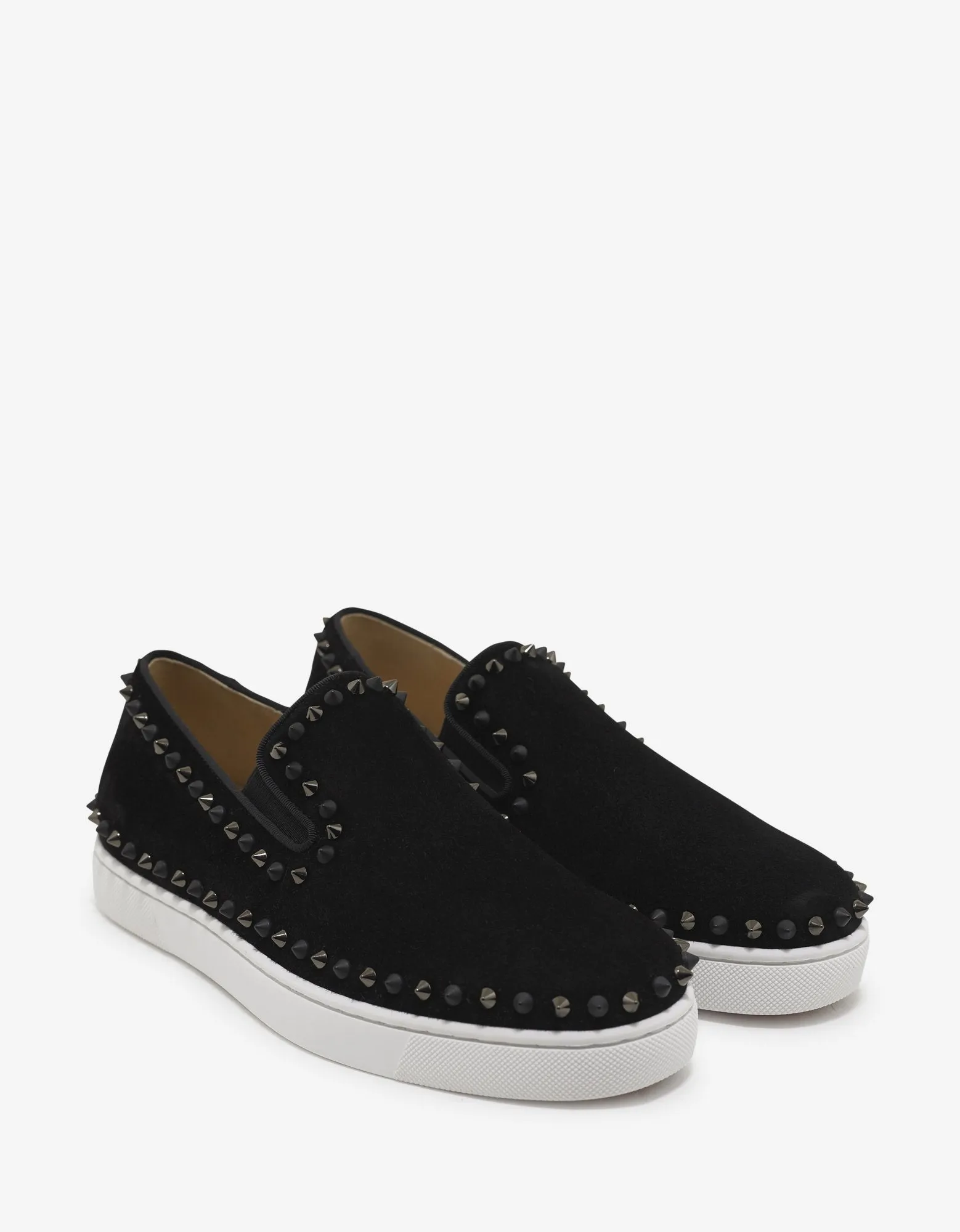 Pik Boat Flat Black Suede Mix Spikes Trainers -