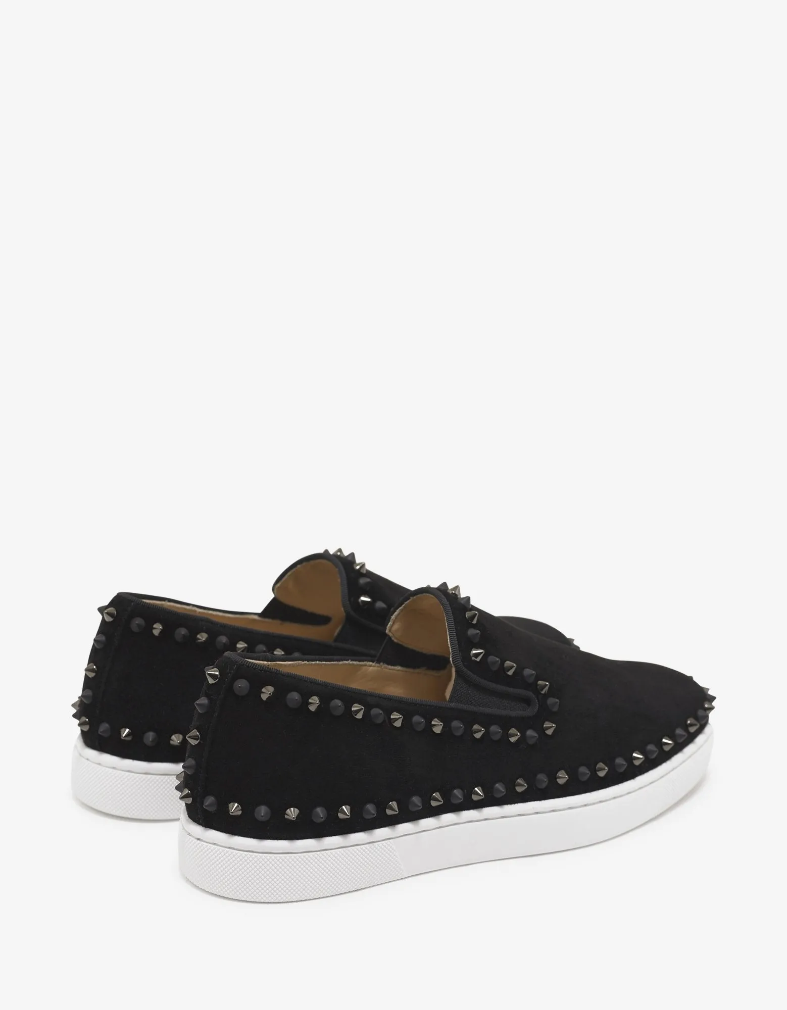 Pik Boat Flat Black Suede Mix Spikes Trainers