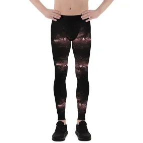 Pink Galaxies Men's Leggings, Space Galaxy Premium Meggings Compression Tights-Made in USA/EU