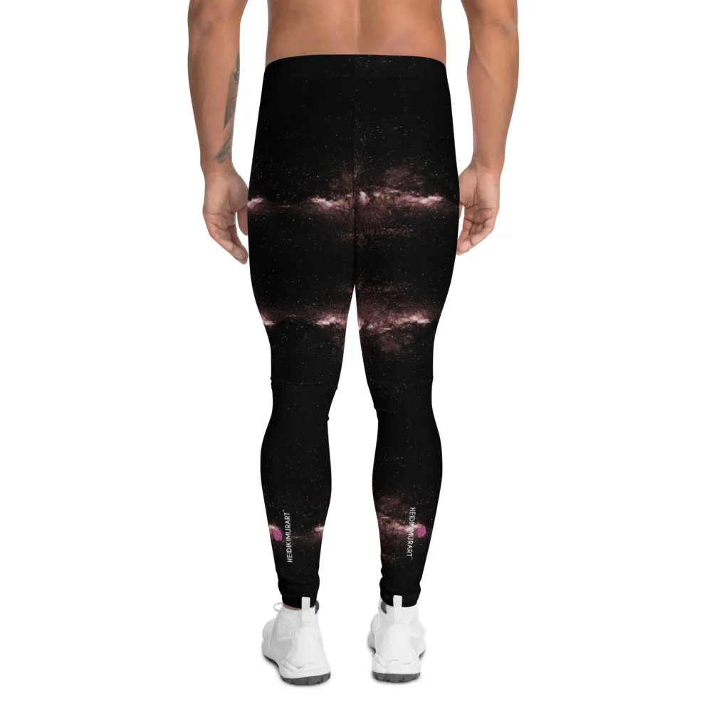 Pink Galaxies Men's Leggings, Space Galaxy Premium Meggings Compression Tights-Made in USA/EU