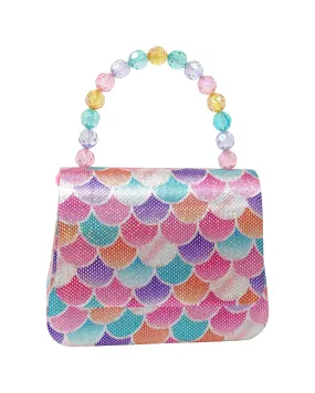 Pink Poppy Shimmering Mermaid Scale Hard Handbag