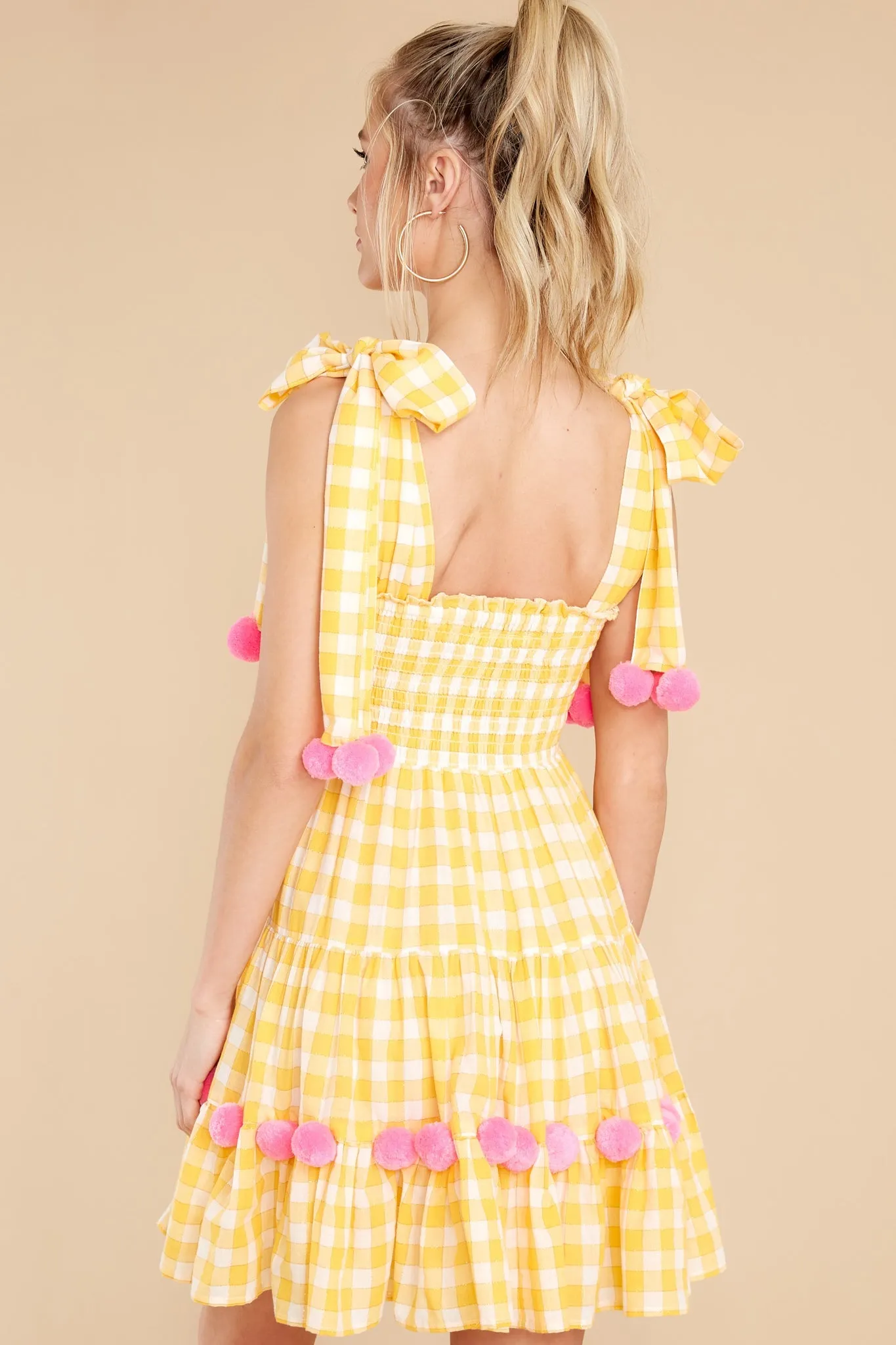 Pippa Yellow Gingham Short Dress