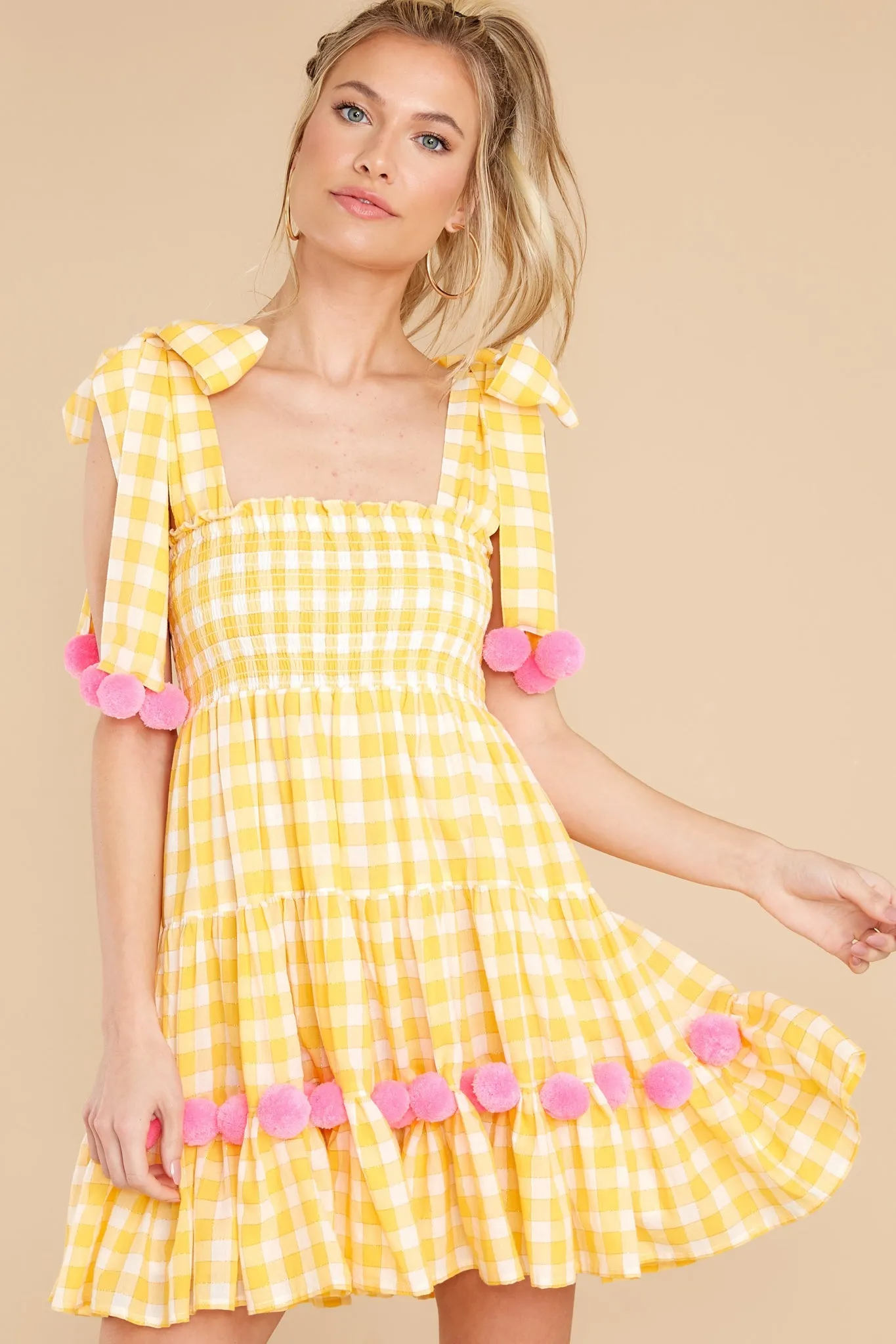 Pippa Yellow Gingham Short Dress