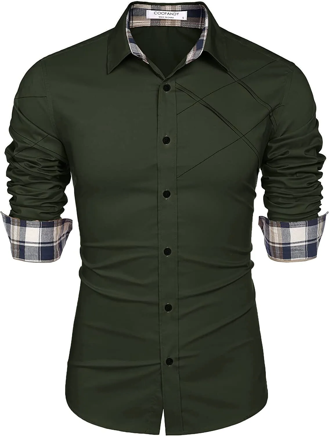 Plaid Collar Button Cotton Dress Shirt (US Only)