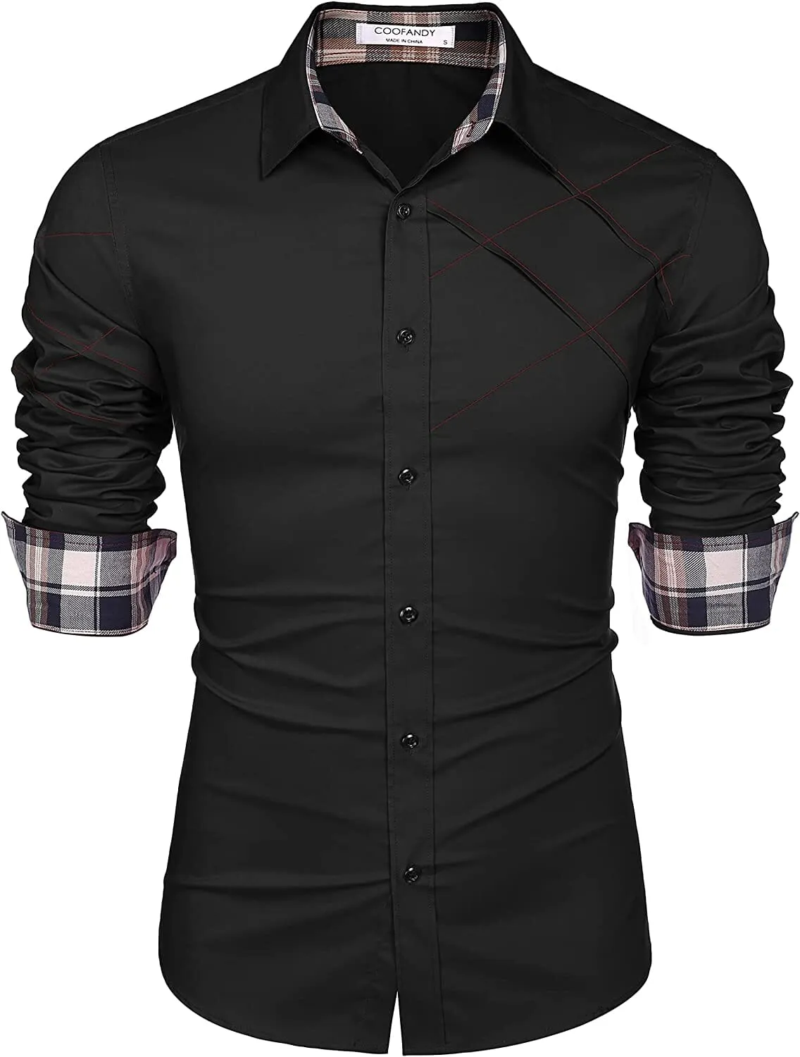 Plaid Collar Button Cotton Dress Shirt (US Only)