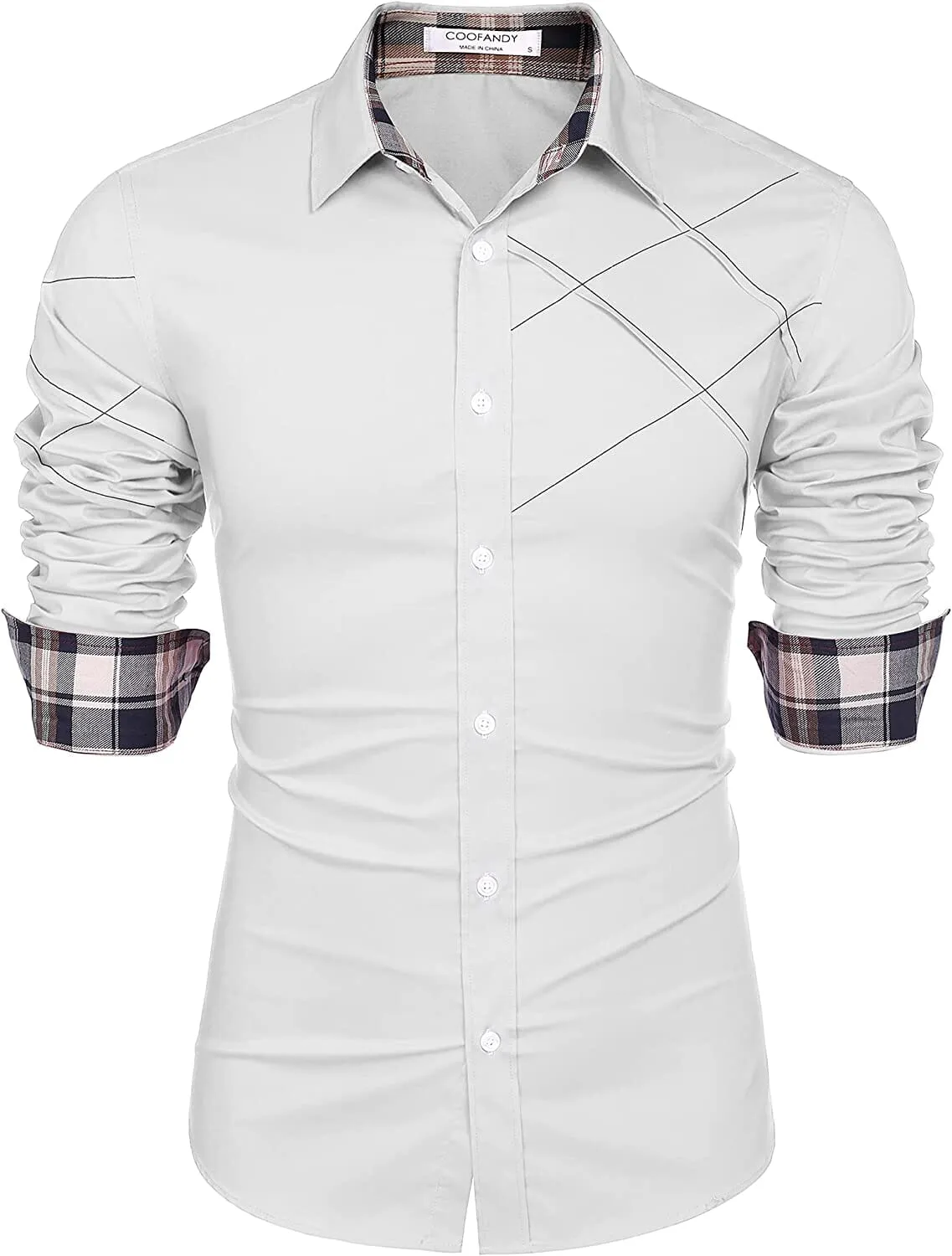 Plaid Collar Button Cotton Dress Shirt (US Only)