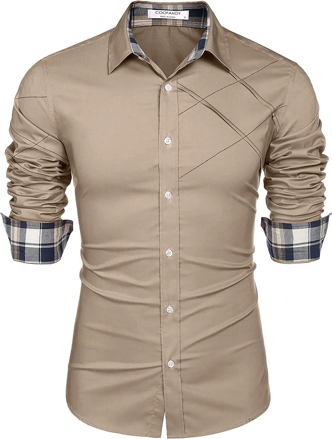 Plaid Collar Button Cotton Dress Shirt (US Only)