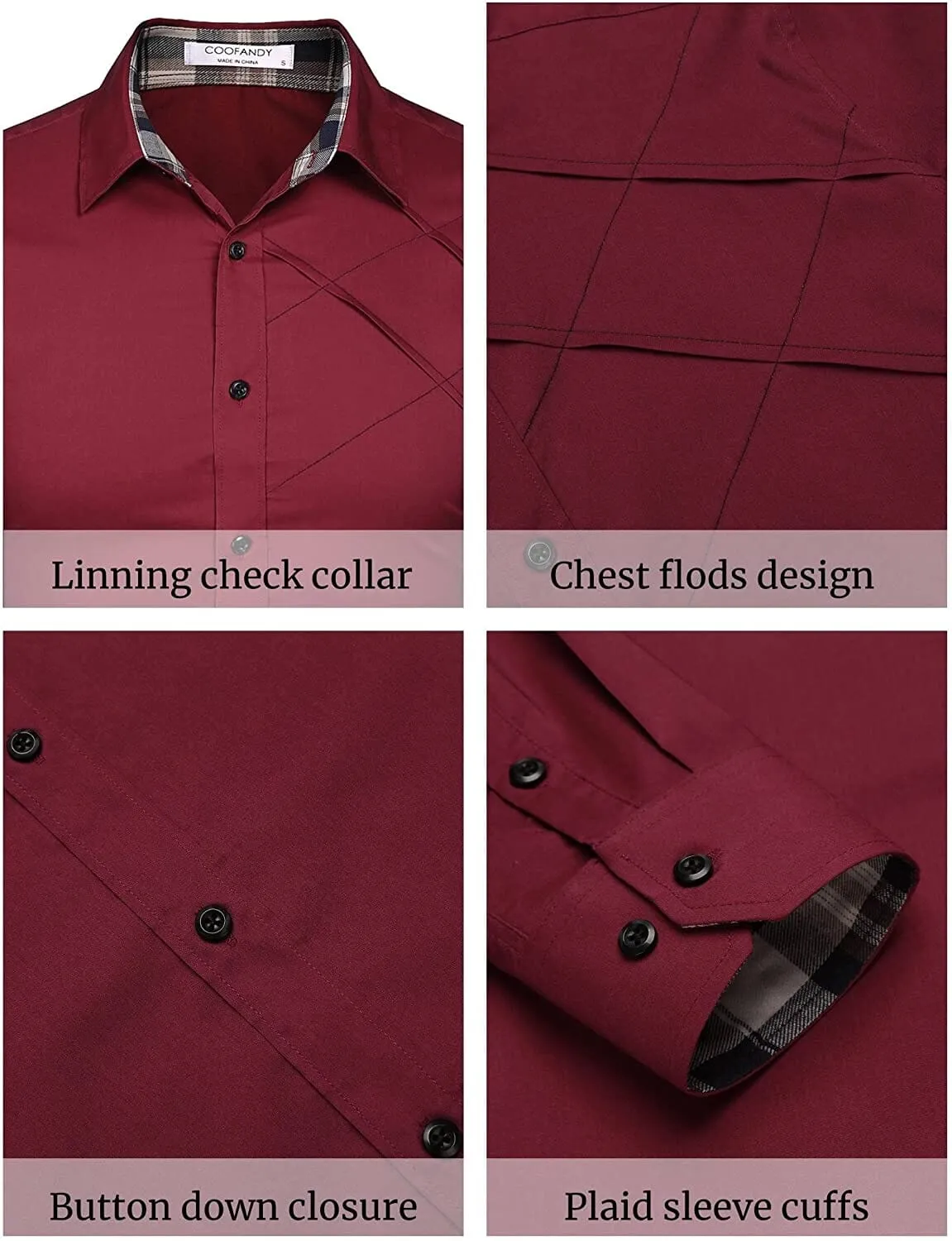 Plaid Collar Button Cotton Dress Shirt (US Only)