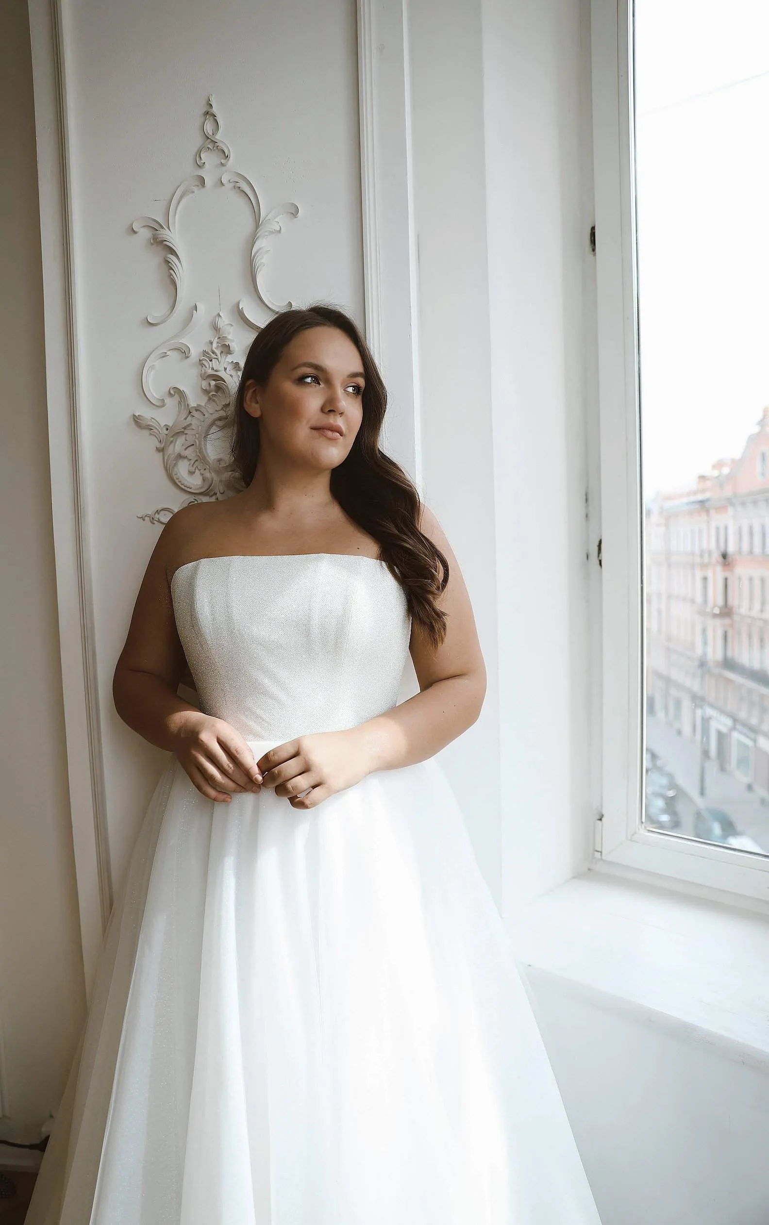 Plus Size Sparkly Wedding Dress Klouzi 2 with spaghetti straps