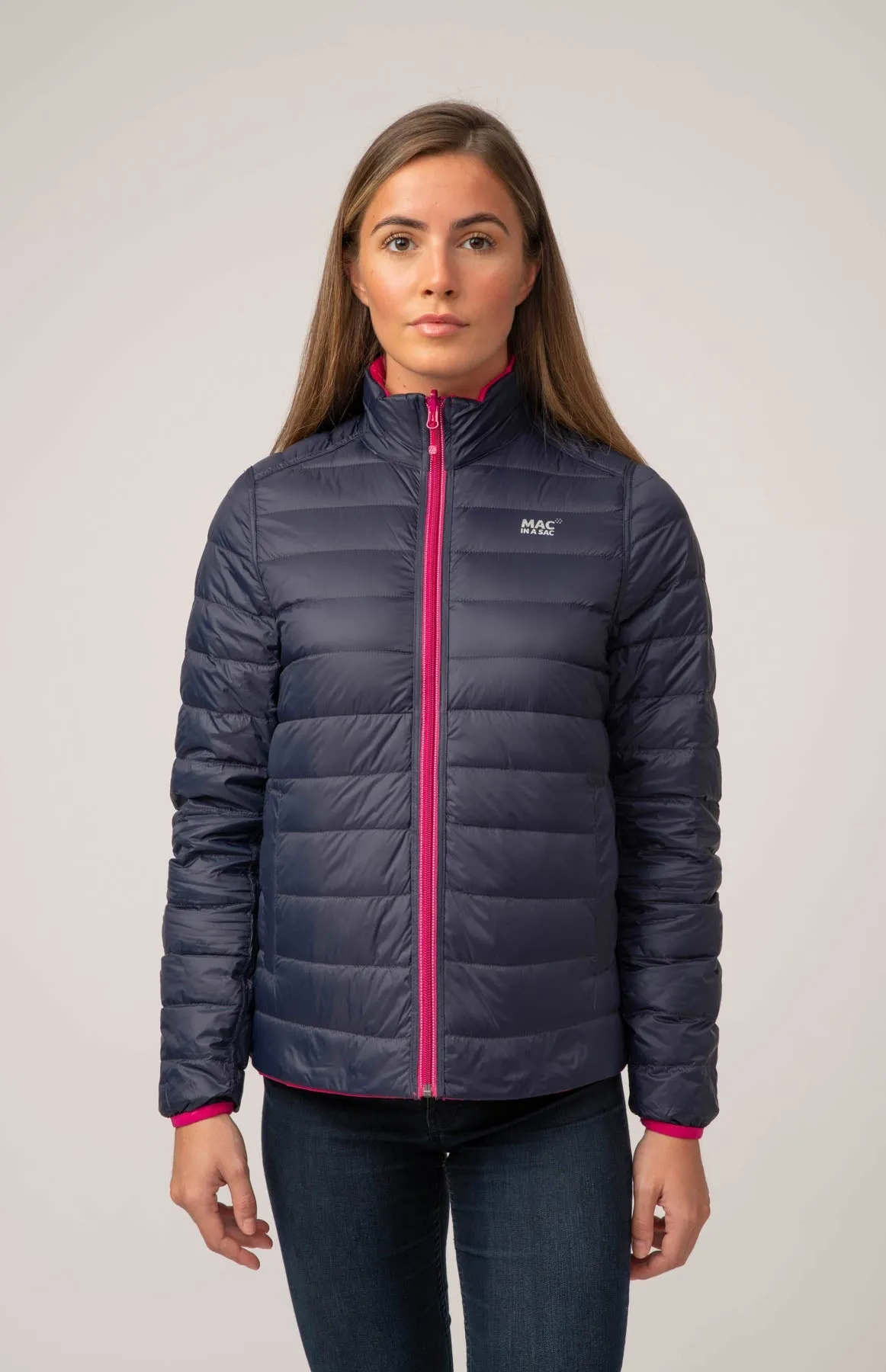 Polar II Womens Down Jacket - Fuchsia Navy