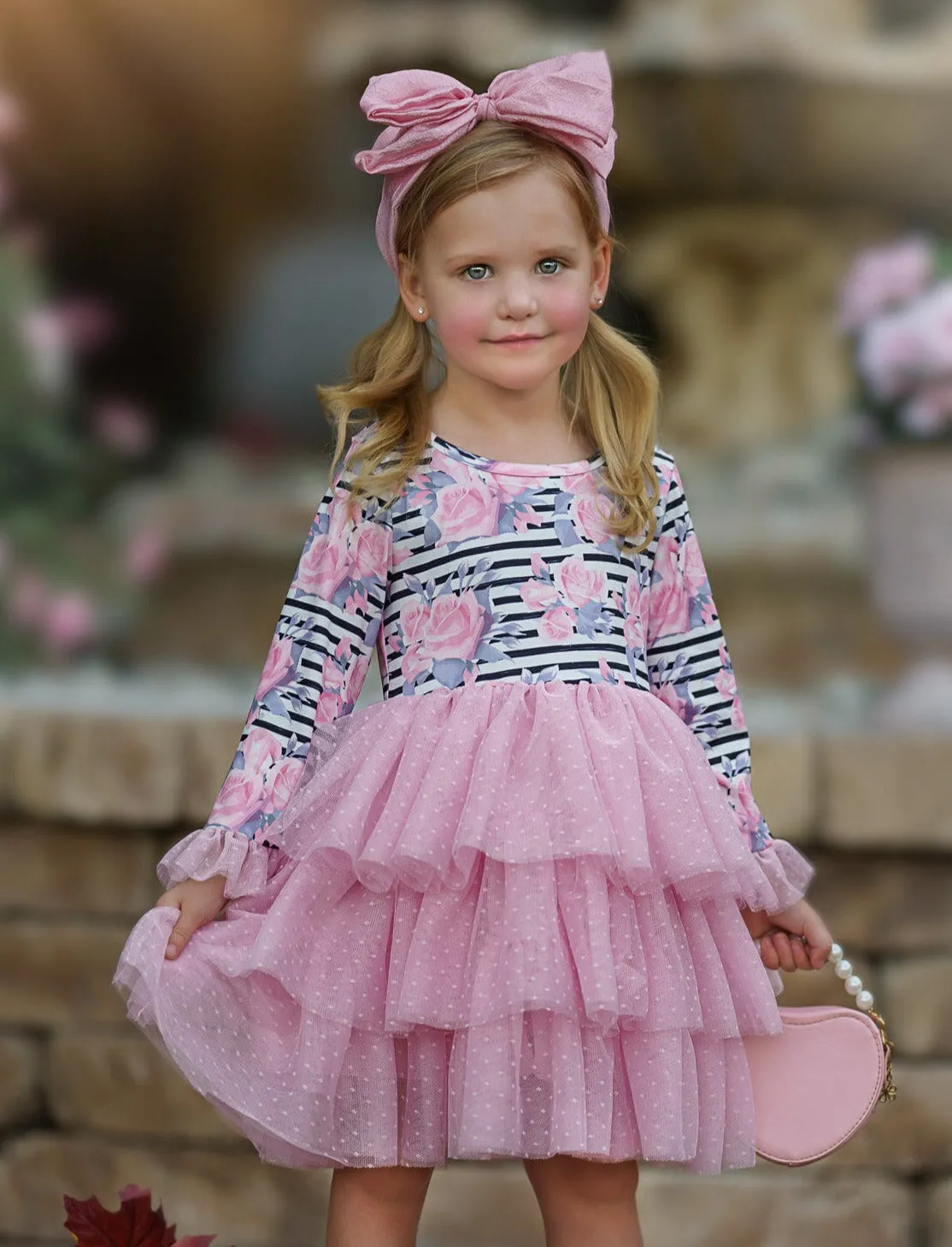 Pretty Pirouettes Pink Striped Ruffle Tutu Dress