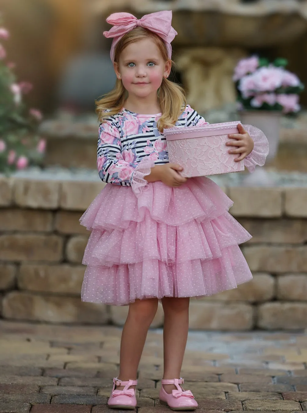 Pretty Pirouettes Pink Striped Ruffle Tutu Dress