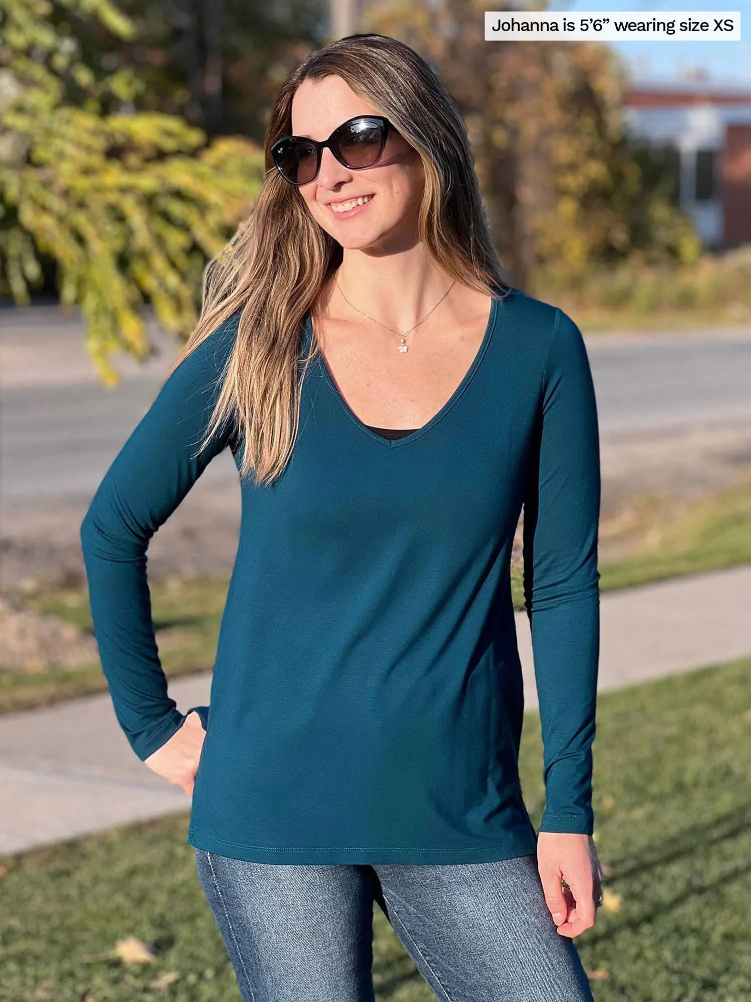 Priya modern long sleeve v-neck top - FINAL SALE