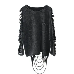 Punk Rock Style Hallow-out Cotton Long Sleeve Shirt