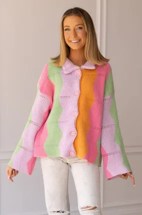 Rainbow Chevron Blanket Cardigan