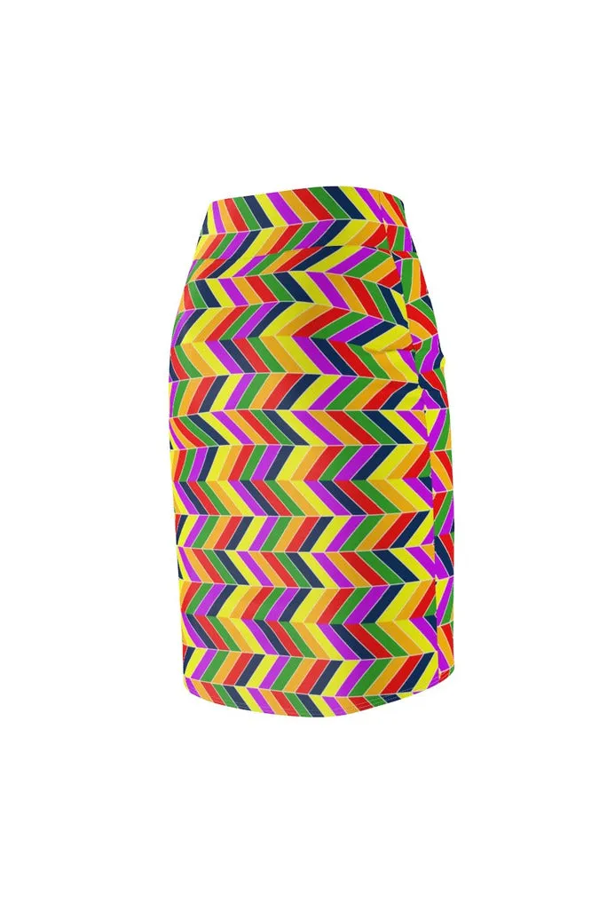 Rainbow Chevrons Women's Pencil Skirt