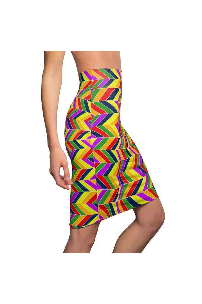 Rainbow Chevrons Women's Pencil Skirt