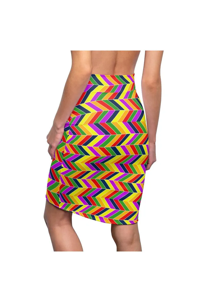 Rainbow Chevrons Women's Pencil Skirt