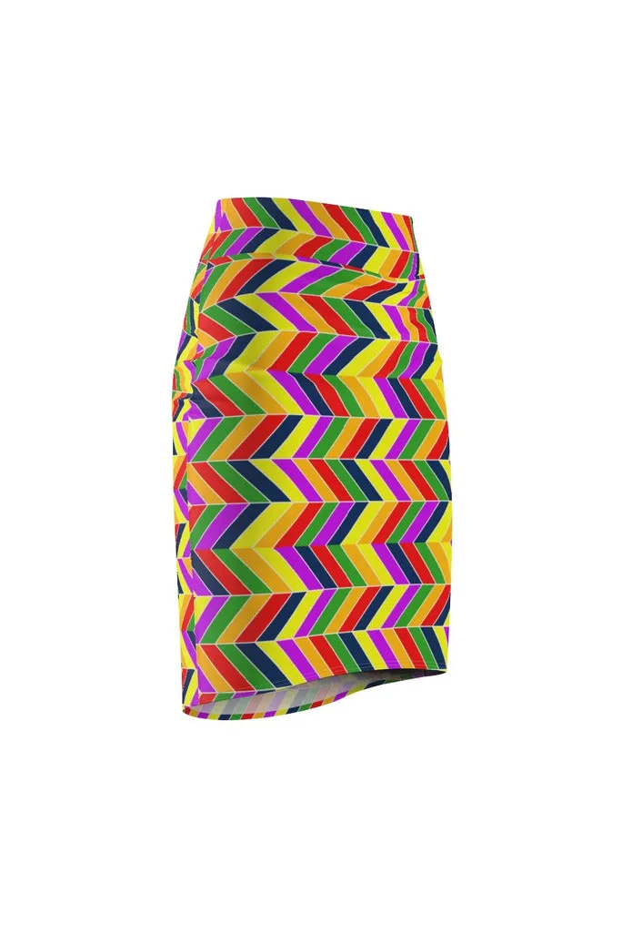 Rainbow Chevrons Women's Pencil Skirt