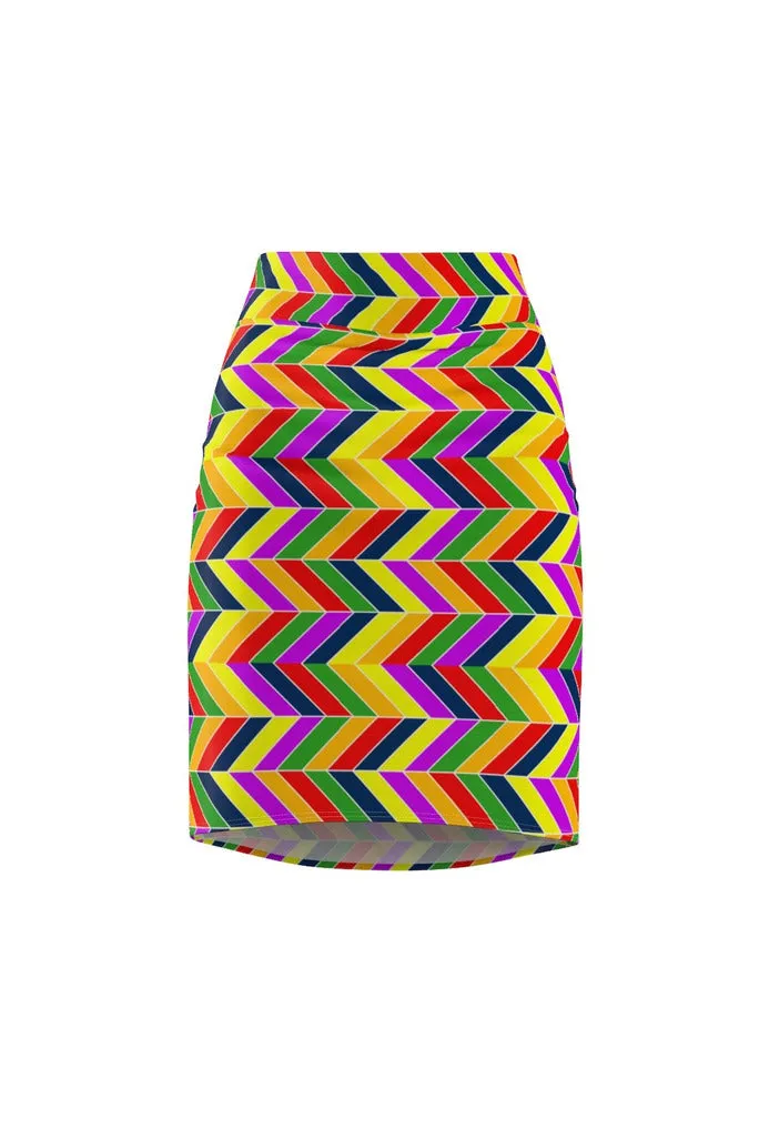 Rainbow Chevrons Women's Pencil Skirt