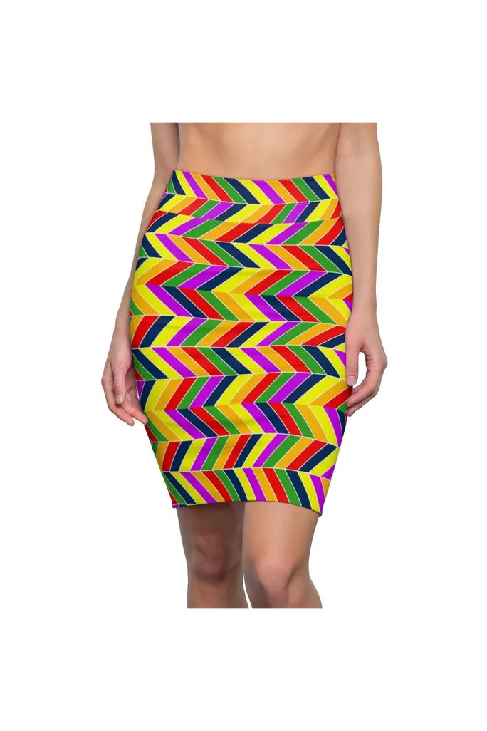 Rainbow Chevrons Women's Pencil Skirt