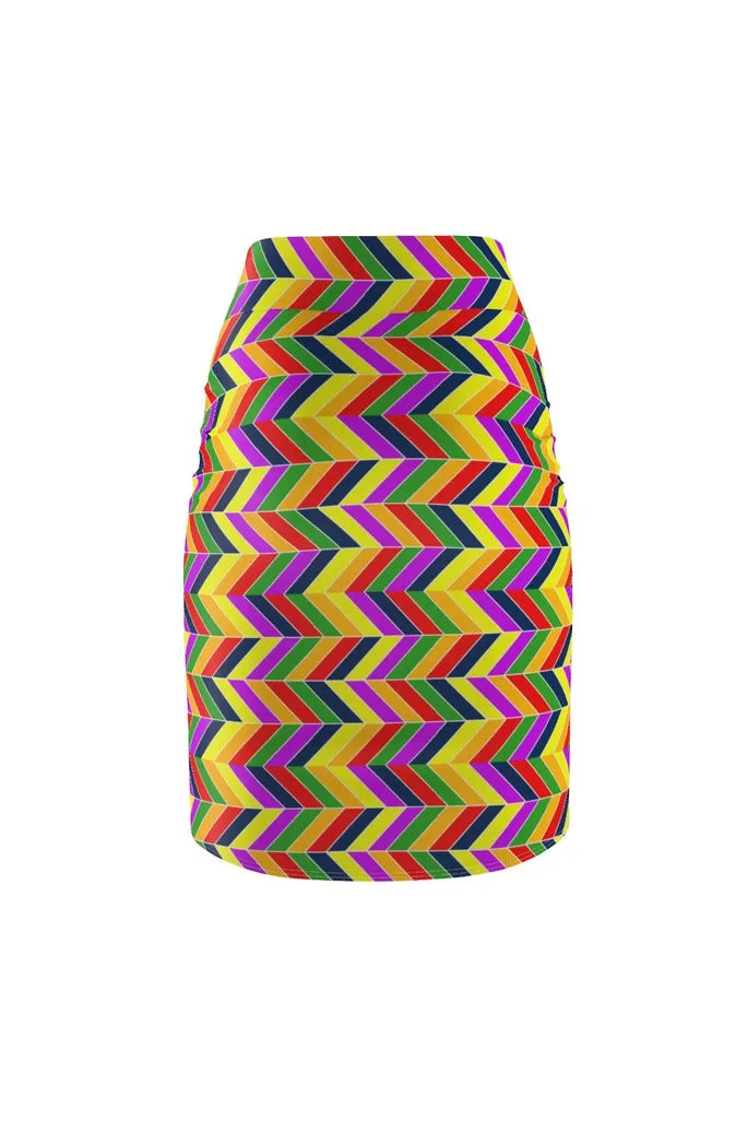 Rainbow Chevrons Women's Pencil Skirt