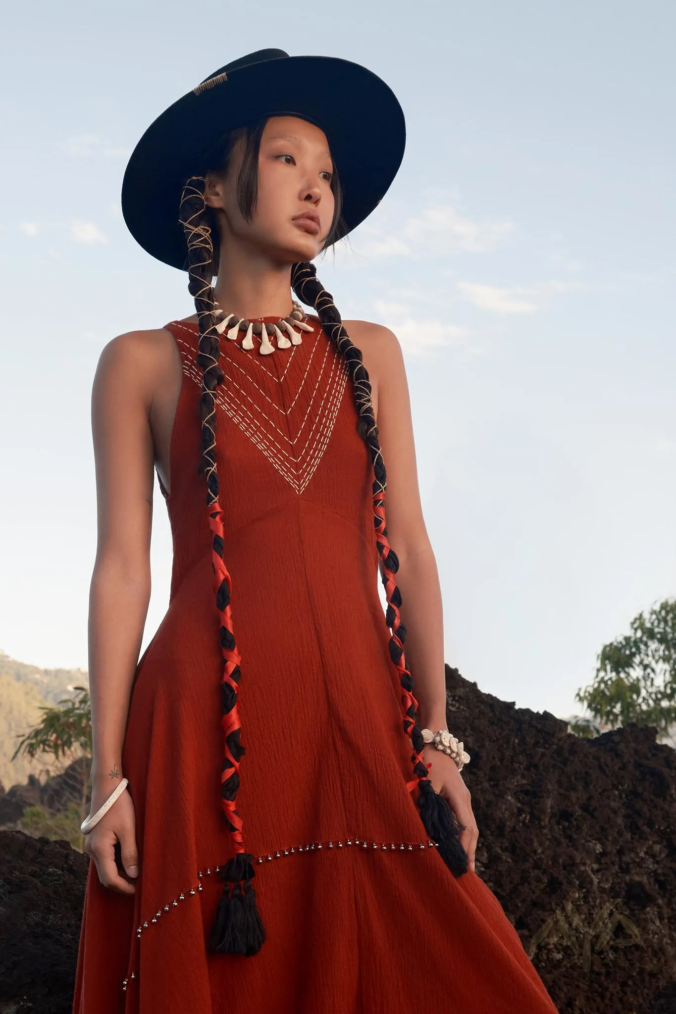 Red Bhakti Dress • Boho A Line Goddess Dress • Minimalist Cocktail Dress