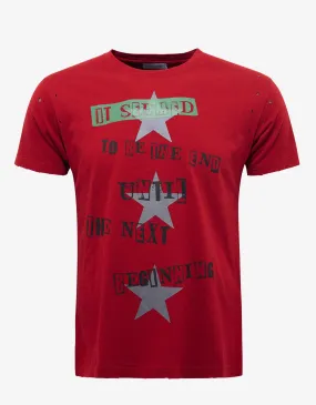 Red Jamie Reid Print Distressed T-Shirt