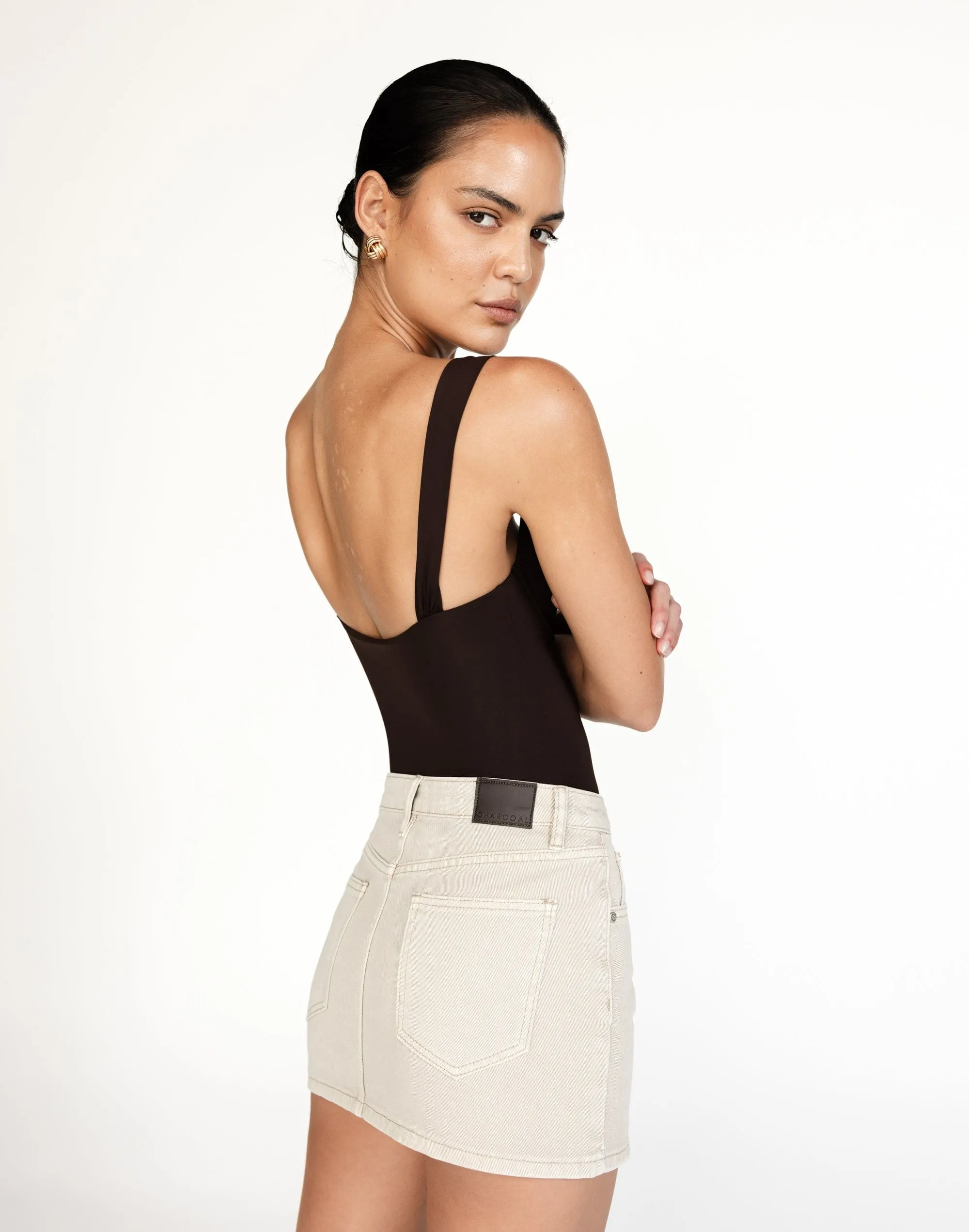 Riri Denim Mini Skirt (Vintage Stone)