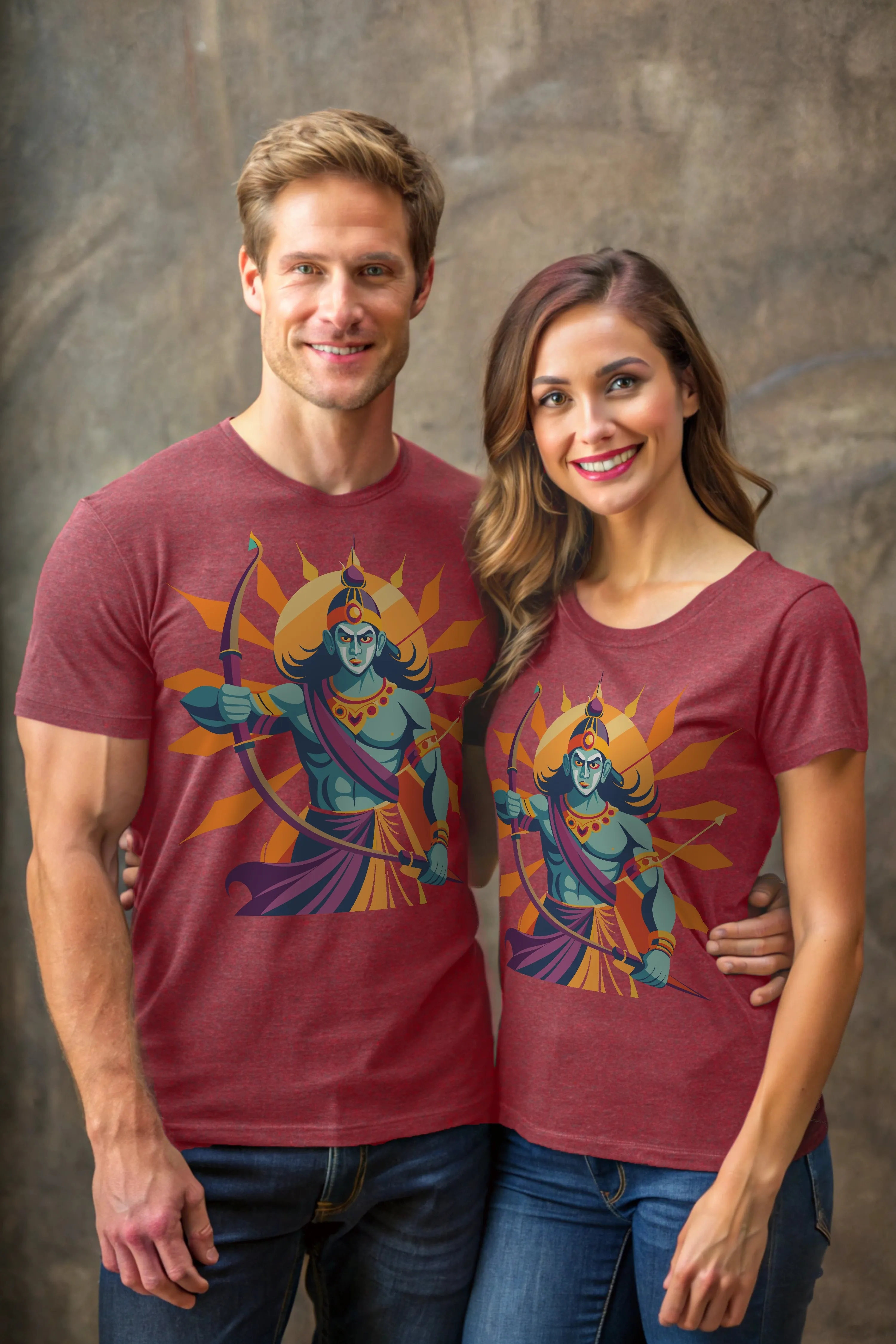 Roaring Ram - Eco Blend Maroon Crewneck Half Sleeve Unisex T-Shirt