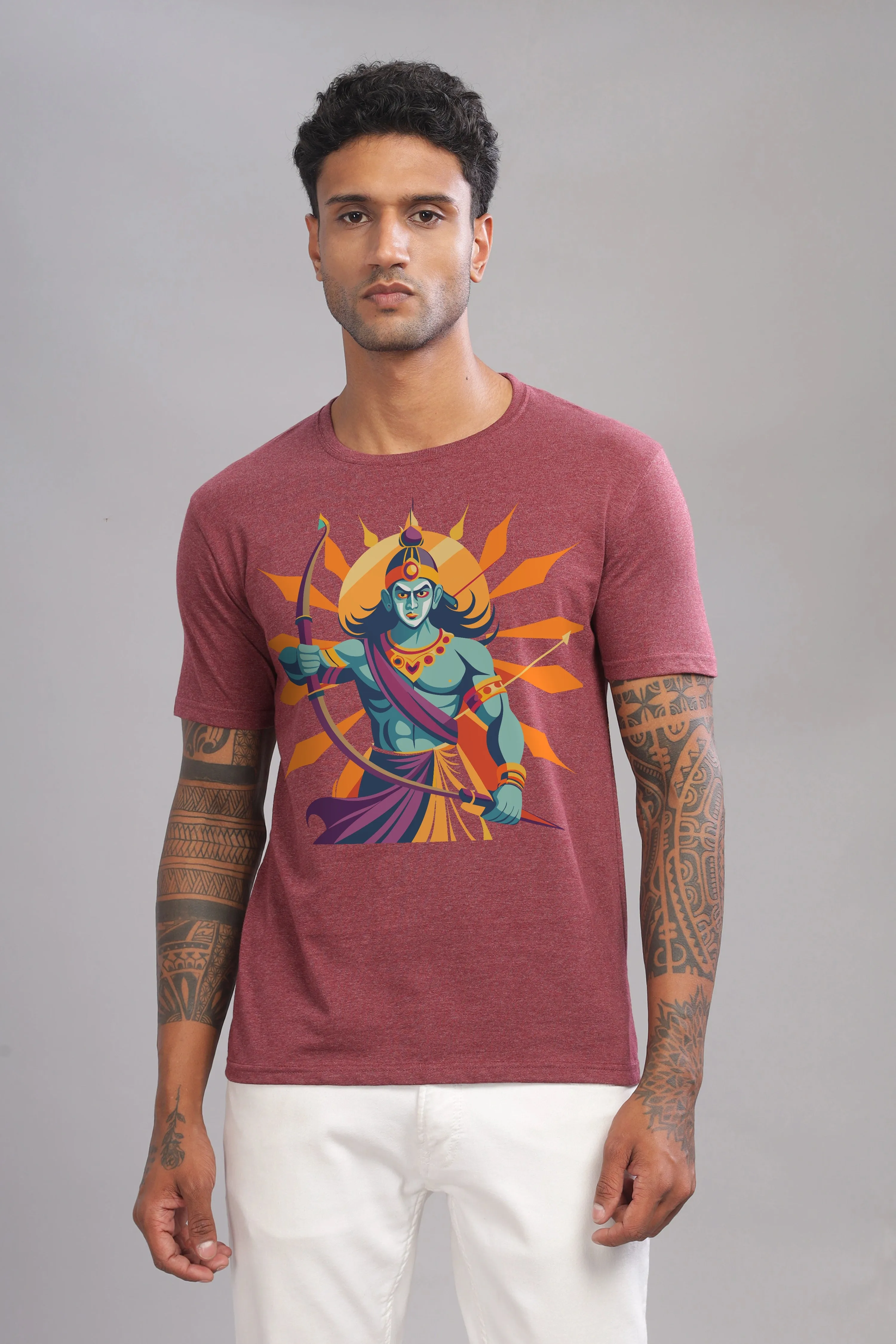 Roaring Ram - Eco Blend Maroon Crewneck Half Sleeve Unisex T-Shirt