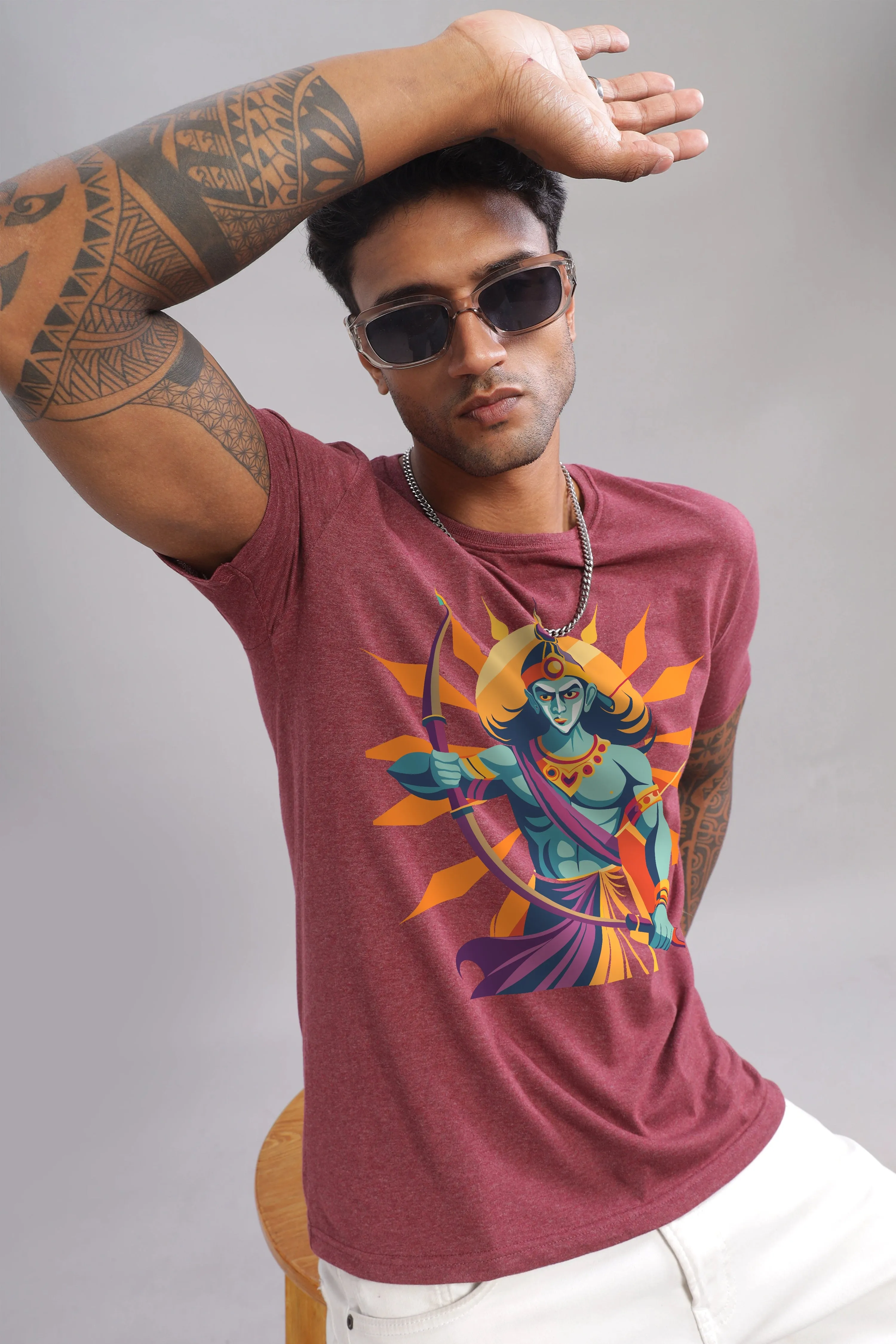 Roaring Ram - Eco Blend Maroon Crewneck Half Sleeve Unisex T-Shirt