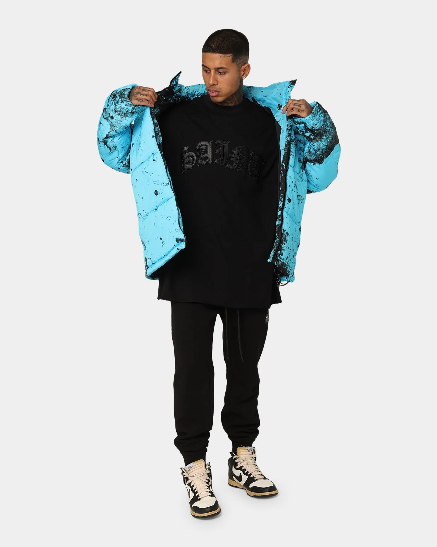 Saint Morta Acid Puffer Jacket Cyan/Black